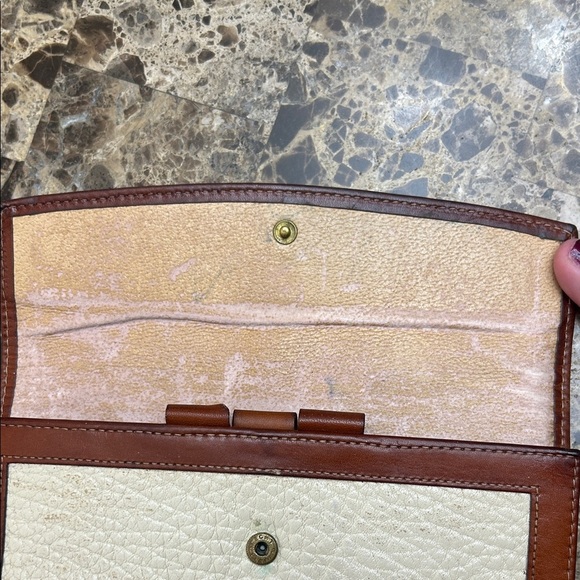 Dooney & Bourke Cream and Brown Leather Clutch - Picture 6 of 10